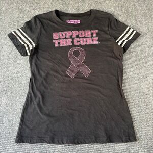 American Crown Support The Cure Breast Cancer Awareness T-Shirt Black Large L